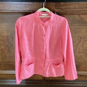 Eileen Fisher coral linen shirt/jacket, Size M
